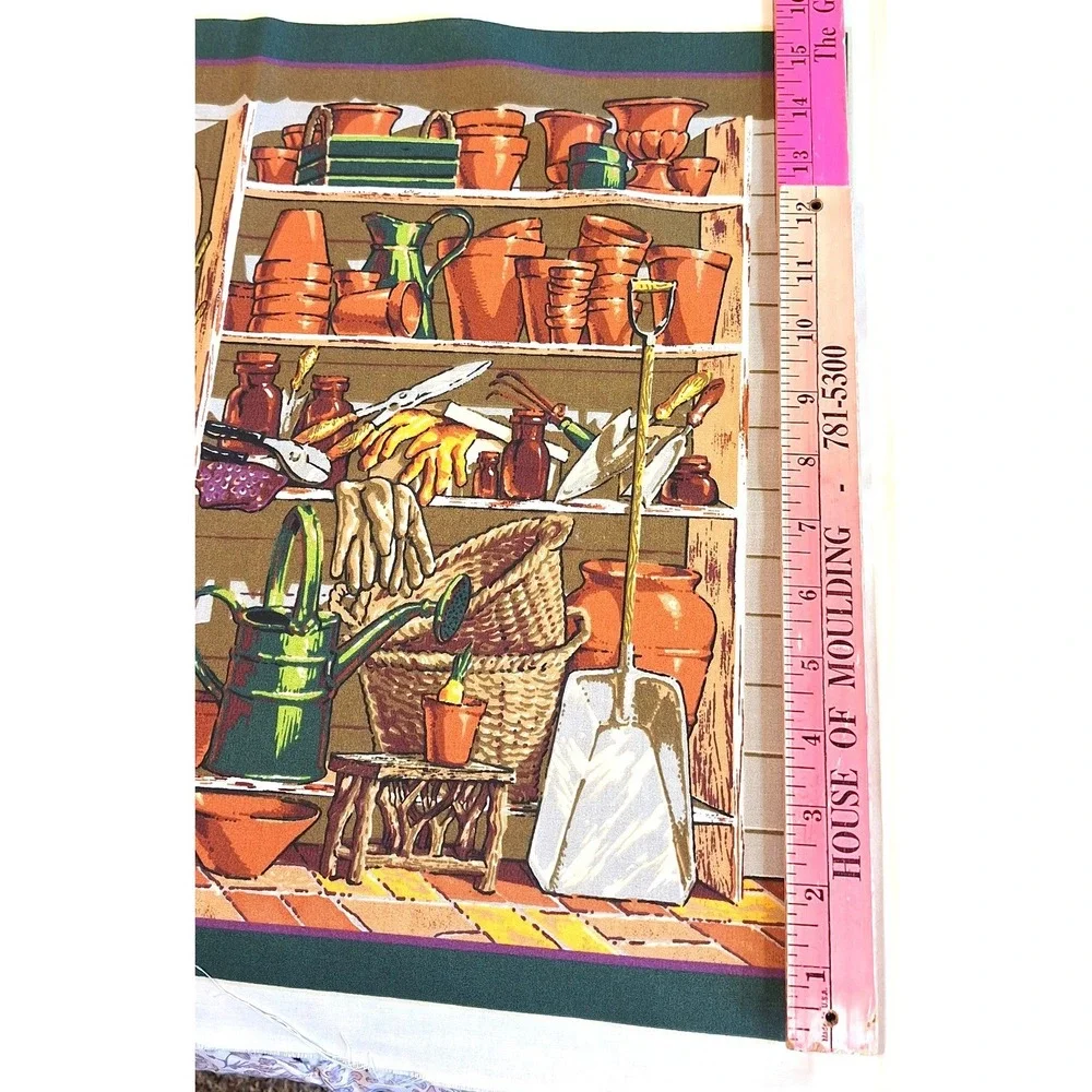Astro Textile Corp Garden Sunflowers Potting Shed Cotton Fabric Panel 4 Scenes